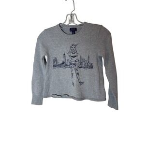 Polo Ralph Lauren Sweater Girls Medium‎ 8-10 Gray New York City Graphic Cotton